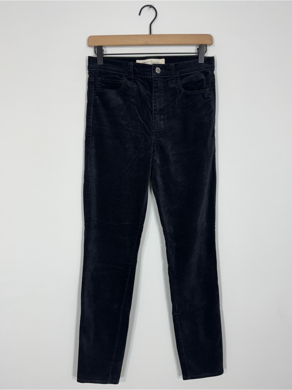 WJ15 {GAP 1969} "True Skinny Super High Rise" True Black Velvet Jeans